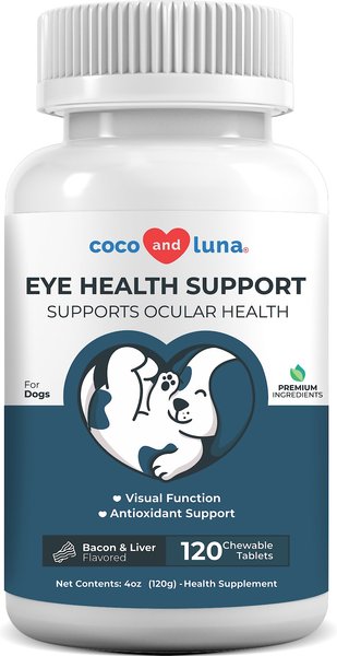 Vita Pet Life Coco & Luna Eye Health Support Bacon & Liver Flavor Chewable Tablets Dog Supplement, 120 count slide 1 of 8