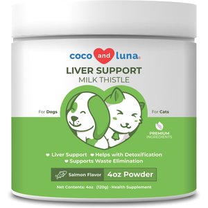 Vita Pet Life Coco & Luna Liver Support Organic Milk Thistle Salmon Flavor Powder Dog & Cat Supplement, 4-oz jar