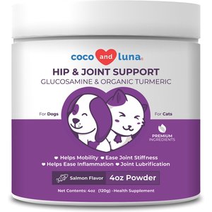 Vita Pet Life Coco & Luna Hip & Joint Support Salmon Flavor Powder Dog & Cat Supplement, 4-oz jar