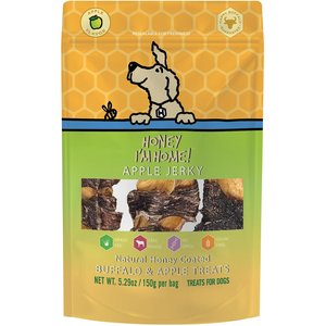 Honey I'm Home! Apple Jerky Natural Honey Coated Buffalo & Apple Grain-Free Dog Treats, 5.29-oz bag