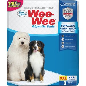 Wee-Wee Pads Gigantic Dog Pee Pads, 27.5 x 44-in, 8 count, bundle of 2, Unscented