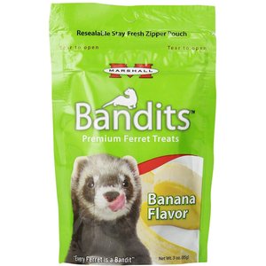 Marshall Bandits Premium Banana Flavor Ferret Treats, 3-oz bag, bundle of 3