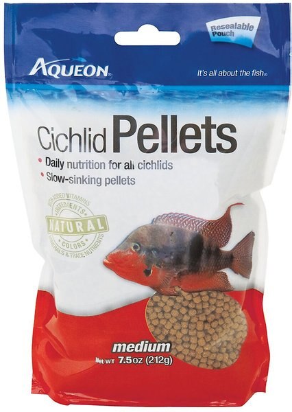 Aqueon Medium Cichlid Pellet Fish Food, 7.5-oz bag, bundle of 2 slide 1 of 3