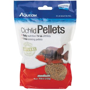 Aqueon Medium Cichlid Pellet Fish Food, 7.5-oz bag, bundle of 2