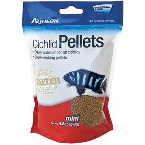 Aqueon Mini Cichlid Pellet Fish Food, 8.5-oz jar, bundle of 2