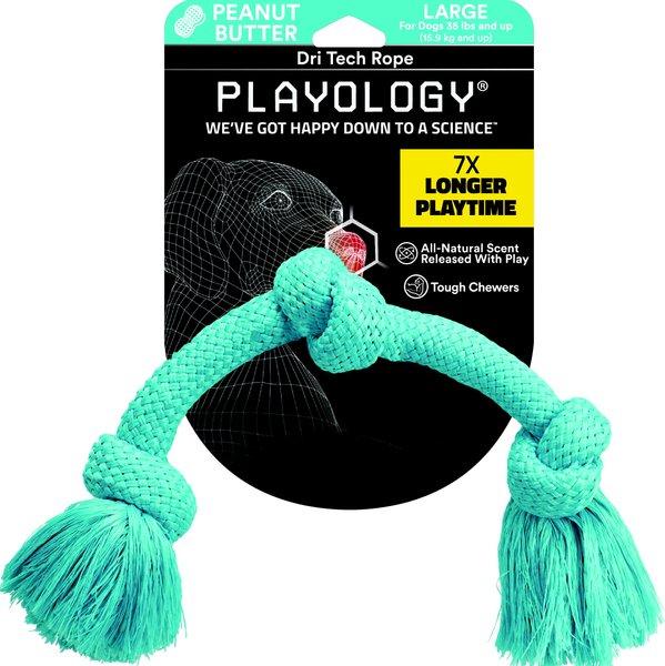 Playology Scented Dri-Tech Rope Dog Toy, Large, Peanut Butter Scented slide 1 of 8