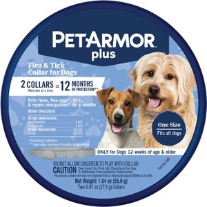 PetArmor Plus Flea & Tick Collar for Dogs, 2 Collars (12-mos. supply)