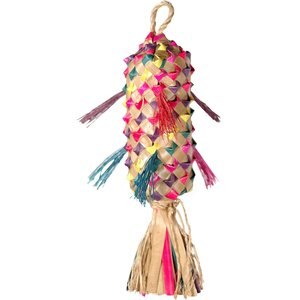 Planet Pleasures Spiked Piñata Natural Bird Toy, Color Varies, Medium, bundle of 2