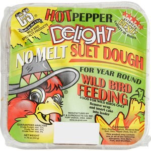 C&S Hot Pepper Delight No Melt Suet Dough Wild Bird Food, 11.75-oz tray, 1 count, bundle of 3