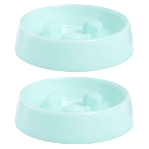 Frisco Fish Shaped Ridges Slow Feed Bowl, Light Blue, 1.25 cups, 2 count slide 1 of 6