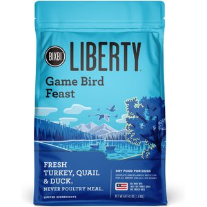 BIXBI Liberty Game Bird Feast Fresh Turkey, Quail & Duck Dry Dog Food, 4-lb bag