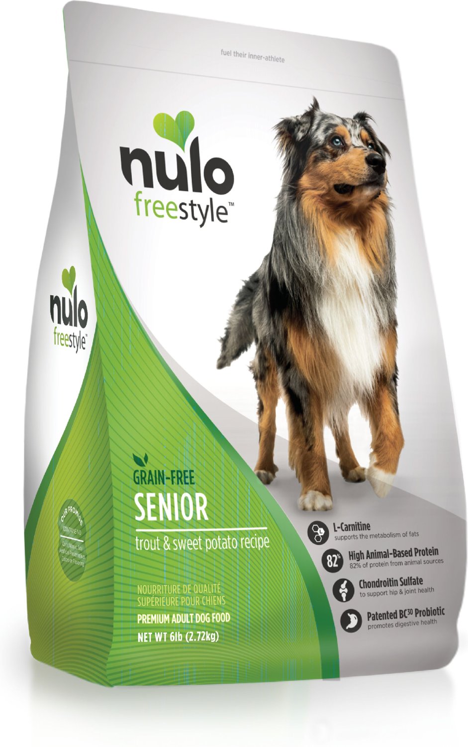 NULO Freestyle Trout & Sweet Potato Recipe GrainFree Senior Dry Dog Food, 6lb bag