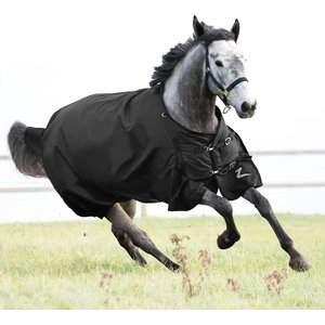 Horze Equestrian Nevada Medium Weight Turnout Horse Blanket, Black, 78-in