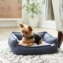Frisco Heathered Woven Flange Edge Bolster Cat & Dog Bed, Gray, Small