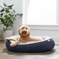 Frisco Heathered Woven Oval Bolster Cat & Dog Bed, Gray, Medium 