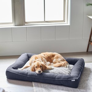 Frisco Heathered Woven Orthopedic Rectangular Bolster Dog Bed w/Removable Cover, Gray, Large