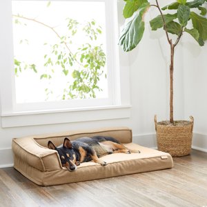 Frisco Heathered Woven Orthopedic Corner Sofa Bolster Dog Bed w/Removable Cover, Tan, XX-Large