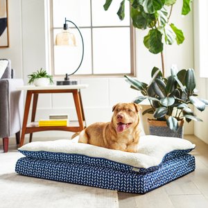Frisco Plush Orthopedic Pillowtop Dog Bed w/Removable Cover, X-Large, Navy Herringbone