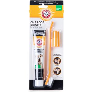 Arm & Hammer Plaque Removal Fresh Mint Flavored Charcoal Dog Dental Kit, 2.5-oz bottle