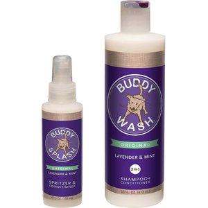 Buddy Wash Original Lavender & Mint Dog Spritzer & Conditioner & Buddy Wash Original Lavender & Mint Dog Shampoo & Conditioner, 16-oz bottle