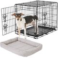 Frisco Fold & Carry Double Door Collapsible Wire Dog Crate, 24 inch & Frisco Gray Basket Weave Dog Crate Mat, 24-in