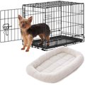 Frisco Fold & Carry Single Door Collapsible Wire Dog Crate, 22 inch & Frisco Quilted Dog Crate Mat, Ivory, 22-in