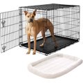 Frisco Heavy Duty Fold & Carry Single Door Collapsible Wire Dog Crate, 42 inch & Frisco Quilted Dog Crate Mat, Ivory, 42-in