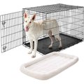 Frisco Heavy Duty Fold & Carry Single Door Collapsible Wire Dog Crate, 48 inch & Frisco Quilted Dog Crate Mat, Ivory, 48-in