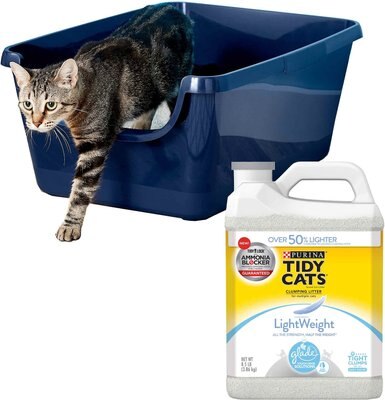 Frisco High Sided Cat Litter Box, Navy & Tidy Cats Lightweight Glade Scented Cat Litter, slide 1 of 1