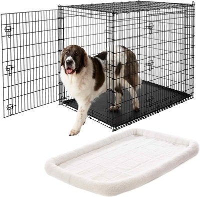 Frisco XX-Large Heavy Duty Double Door Wire Dog Crate, 54 inch & Frisco Quilted Dog Crate Mat, Ivory, 54-in, slide 1 of 1