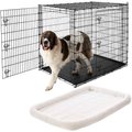 Frisco XX-Large Heavy Duty Double Door Wire Dog Crate, 54 inch & Frisco Quilted Dog Crate Mat, Ivory, 54-in