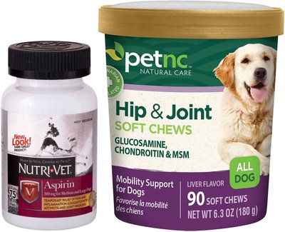 Nutri-Vet Aspirin for Medium & Large Dogs Chewables & PetNC Natural Care Hip & Joint Mobility Support Soft Chews Dog Supplement, slide 1 of 1