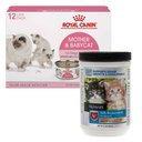 Nutri-Vet Kitten Milk Replacement Powder, 12-oz & Royal Canin Mother & Babycat Ultra-Soft Mousse in Sauce Wet Cat Food for New Kittens and Nursing or Pregnant Mother Cats, 3-oz, pack of 12