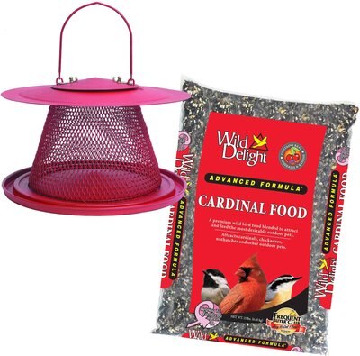 Perky-Pet Cardinal Wild Bird Feeder, Red & Wild Delight Cardinal Wild Bird Food, 15-lb, slide 1 of 1
