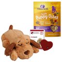 Smart Pet Love Snuggle Puppy Behavioral Aid Dog Toy, Light Brown & Wellness Soft Puppy Bites Grain-Free Lamb & Salmon Recipe Dog Treats