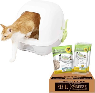 Tidy Cats Breeze Hooded Cat Litter Box System & Tidy Cats Breeze Cat Pads & Litter Pellets Bundle Pack, slide 1 of 1