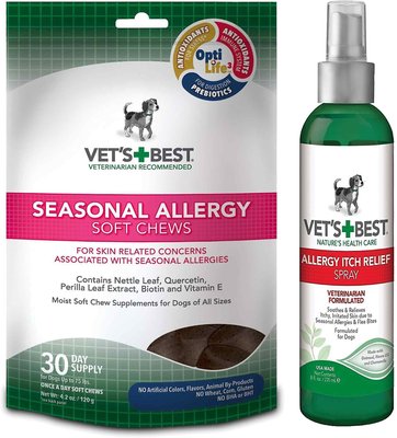 Vet's Best Seasonal Allergy Soft Chews Dog Supplement, 30 count & Vet's Best Allergy Itch Relief Spray for Dogs, 8-oz bottle, slide 1 of 1