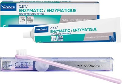Virbac C.E.T. Enzymatic Dog & Cat Poultry Flavor Toothpaste, 70 gram & Virbac C.E.T. Pet Toothbrush, Color Varies, slide 1 of 1