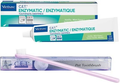 Virbac C.E.T. Pet Toothbrush, Color Varies & Virbac C.E.T. Enzymatic Dog & Cat Vanilla-Mint Flavor Toothpaste, 70 gram, slide 1 of 1