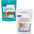 Virbac C.E.T. VeggieDent Fr3sh Tartar Control Dog Chews, Extra Small, 30 count & Virbac C.E.T. Enzymatic Oral Hygiene Dental Dog Chews, X-Small