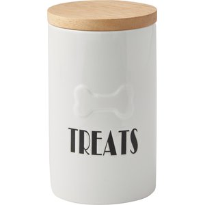 Frisco Ceramic Treat Jar with Wood Lid, 4 Cups