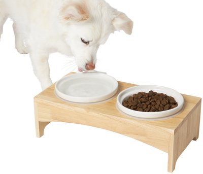 Frisco Ceramic Dog & Cat Double Diner with Elevated Wood Stand, 1.87 Cups, slide 1 of 1