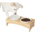 Frisco Ceramic Dog & Cat Double Diner with Elevated Wood Stand, 1.75 Cups