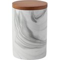 Frisco Ceramic Marble Print Treat Jar with Wood Lid, 3.75 Cups