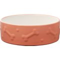 Frisco Bone Non-skid Ceramic Dog Bowl, Peach, 4.25 Cups