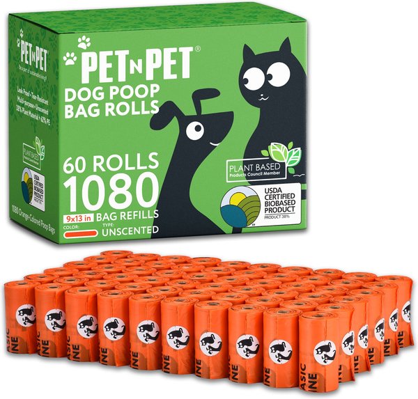 PET N PET Dog Poop Bags, 1080 count, Orange slide 1 of 6