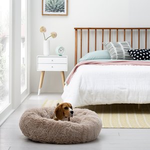 Brindle Donut Cuddler Dog & Cat Bed, Tan, Medium