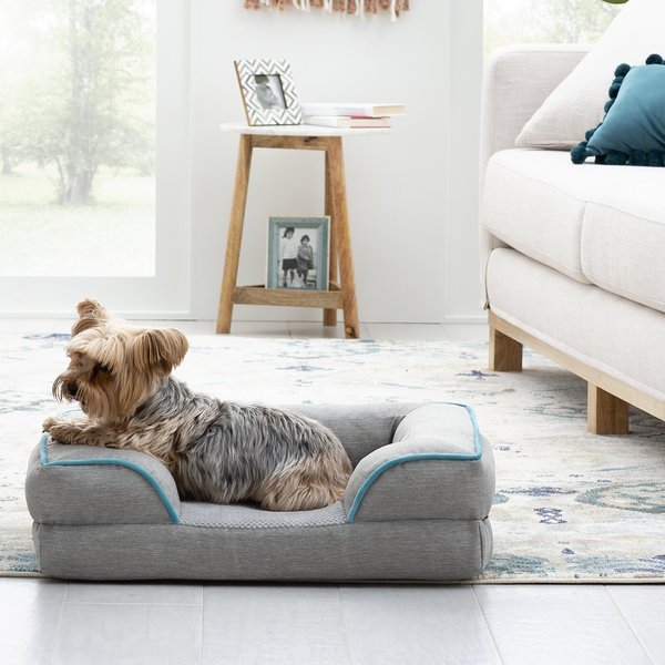 Brindle Orthopedic Bolster Dog & Cat Bed w/ Removable Cover, Dove Gray/Blue, Medium slide 1 of 8