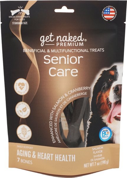 Get Naked Premium Senior Care Chicken & Salmon Flavor Grain-Free Dog Treats, 7 count slide 1 of 8
