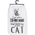 Primitives By Kathy "I Just Want To Drink Wine & Pet My Cat" Dish Towel